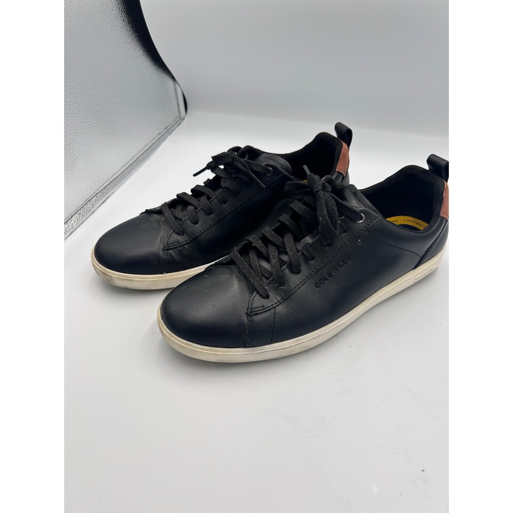 Cole Haan Mens Grand+ Crosscourt Black Leather Sneakers C36923 Size 8M